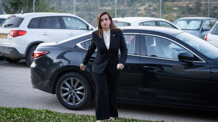 Meretz Knesset member Ghaida Rinawie Zoabi arrives for an interview at Channel 12 News in Neve Ilan in the outskirts of Jerusalem, May 19, 2022. Photo by Olivier Fitoussi/Flash90.
