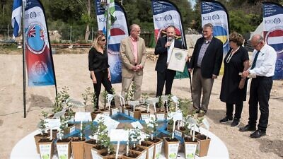 The International Christian Embassy Jerusalem was hosted by Keren Kayemeth LeIsrael-Jewish National Fund for a special tree-planting ceremony at the Eshtaol Nursery in the Jerusalem Hills on May 11, 2022. Credit: Courtesy.