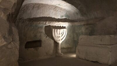 "The mother of all menorahs" at Beit She'arim. Photo by Judy Lash Balint.