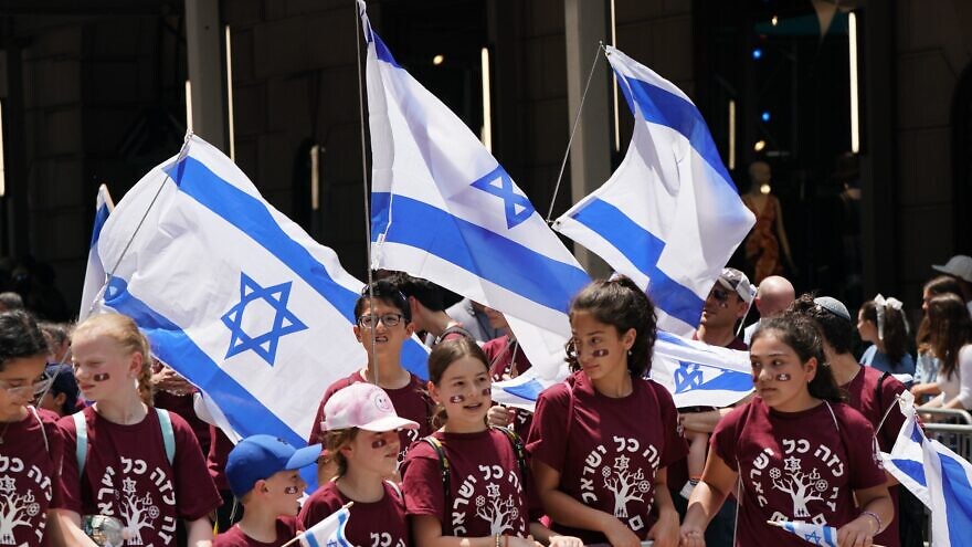 A group of kids march in the “Celebrate Israel Parade” in New York City on May 22, 2022. Credit: Don Pollard/Office of Gov. Kathy Hochul.