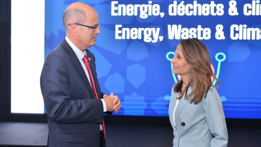 Israel’s Minister of Science, Technology and Innovation Orit Farkash-Hacohen with CEO of Start-Up Nation Central Avi Hasson at the “Morocco-Israel Connect to Innovate” in Casablanca, May 2022. Credit: Courtesy.
