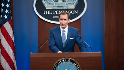 Then-Pentagon Press Secretary John Kirby speaks to reporters in Washington about the Afghanistan withdrawal, Aug. 16, 2021. Photo by Petty Officer 1st Class Carlos M. Vazquez II via Wikimedia Commons.
