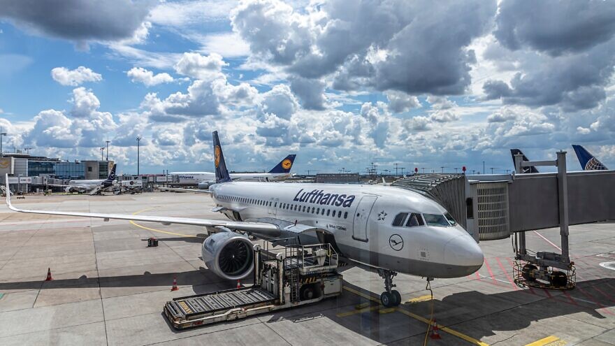 Lufthansa aircraft at ground ready for boarding during the reduced traffic situation due to corona at Frankfurt Airport, June 8, 2022. Credit: travelview/Shutterstock.