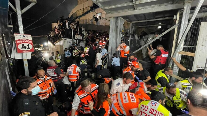 The scene of a crowd crush disaster at Mount Meron, Israel, on April 30, 2021. Courtesy: United Hatzalah.