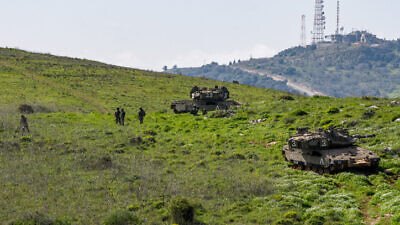 Israeli soldiers patrol the Blue Line, a territory between Israel and Lebanon, near Kibbutz Misgav Am, on March 9, 2021. Photo by Basel Awidat/Flash90.