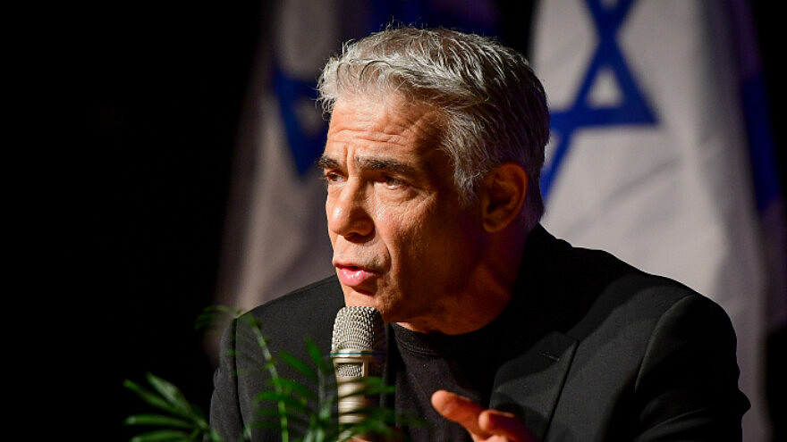 Israeli Foreign Minister Yair Lapid speaks at a conference in Jaffa, June 7, 2022. Photo by Avshalom Sassoni/Flash90.