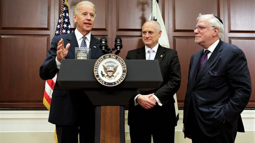 U.S. President Joe Biden, Malcolm Hoenlein and Richard Stone. Credit: White House Photo.