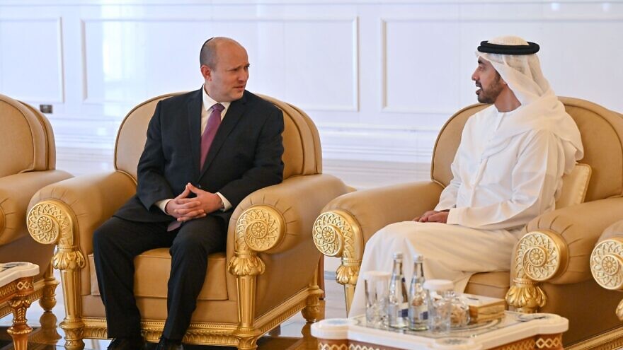 Israeli Prime Minister Naftali Bennett meets with UAE President Sheikh Mohammed bin Zayed Al Nahyan in Abu Dhabi, June 9, 2022. Photo by Kobi Gideon/GPO.