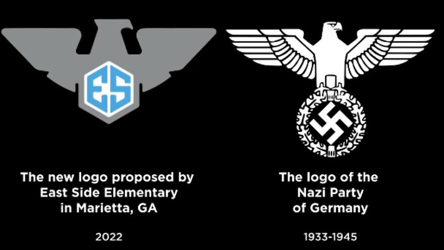 The original design for the East Side Elementary School in Cobb County, Ga., featured an eagle on top of a hexagon. Credit: American Jewish Committee.