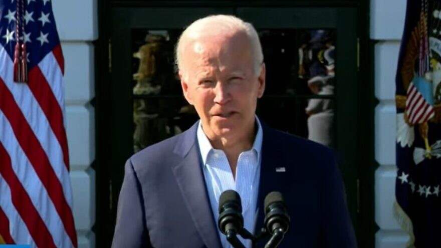 U.S. President Joe Biden delivers an Independence Day address at the White House barbecue for military families, July 4, 2022. Source: YouTube/Screenshot.