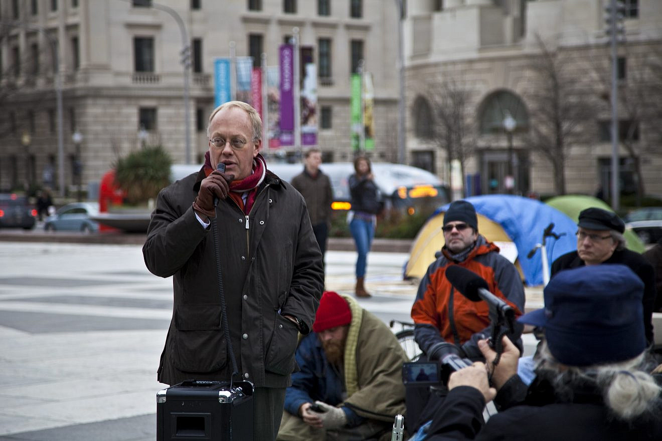 Journalist Chris Hedges speaks at an Occupy DC camp. Photo: Justin Norman.