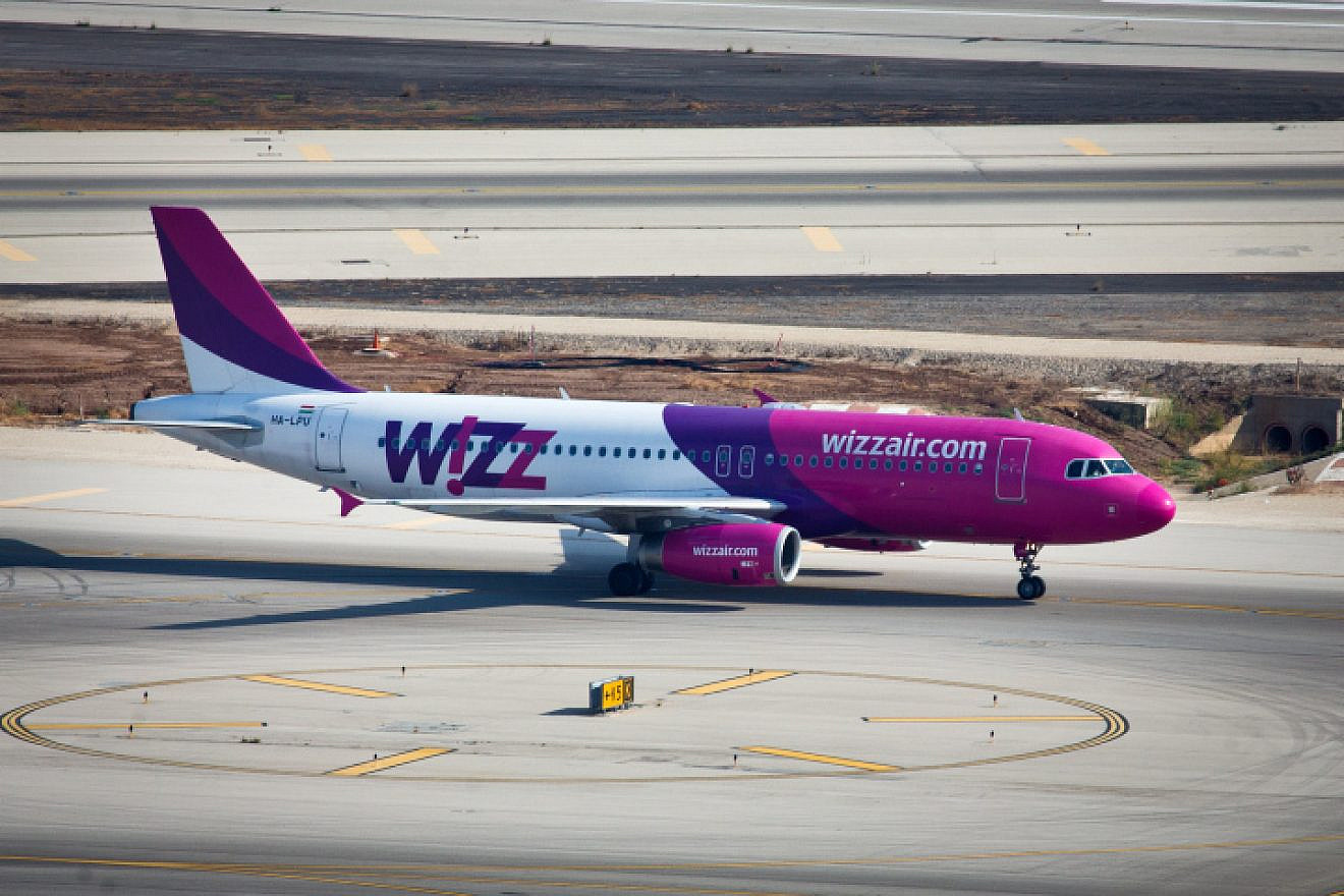 A Wizz Air flight prepares to take off from Ben-Gurion Airport, Sept. 3, 2014. Photo by Moshe Shai/Flash90.