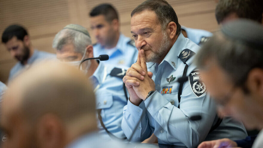 Israel Police Commissioner Yaakov Shabtai attends Constitution Committee meeting at the Knesset, on June 15, 2022. Photo by Yonatan Sindel/Flash90.