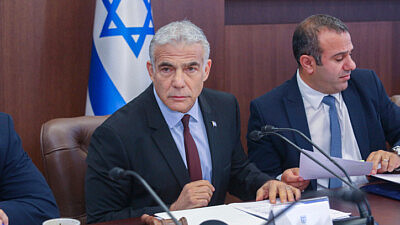 Israeli Prime Minister Yair Lapid leads a Cabinet meeting in Jerusalem, July 3, 2022. Credit: Marc Israel Sellem/POOL.