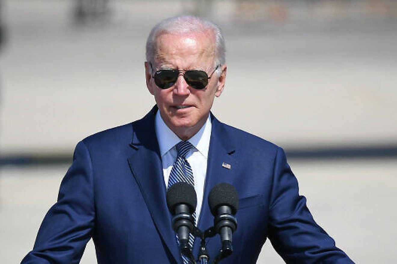 U.S. President Joe Biden speaks during a ceremony at Ben-Gurion Airport, July 13, 2022. Photo by Sraya Diamant/Flash90.