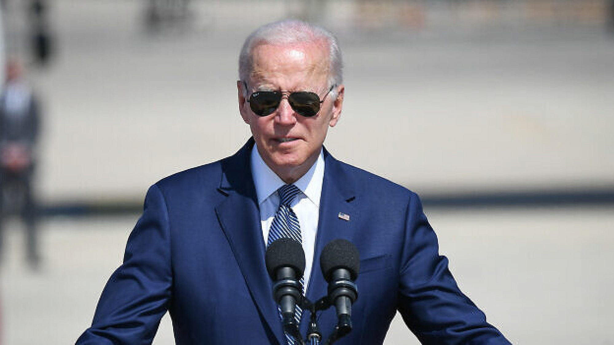 U.S. President Joe Biden speaks during a ceremony at Ben-Gurion Airport, July 13, 2022. Photo by Sraya Diamant/Flash90.