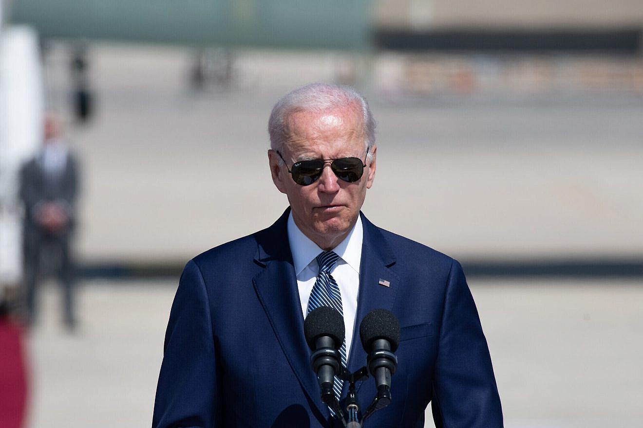 U.S. President Joe Biden during a welcoming ceremony at Ben-Gurion International Airport on July 13, 2022. Photo by Sraya Diamant/Flash90.