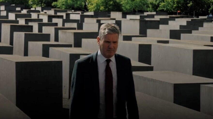 British Labour Party leader Sir Keir Starmer walks through the Memorial to the Murdered Jews of Europe in Berlin. Source: Kir Starmer Campaign Video 2022.