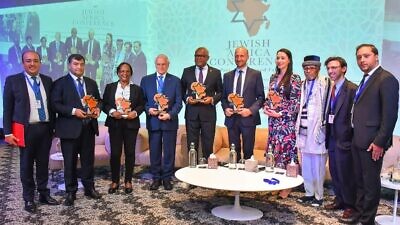 Presentation of the Moses African Jewish Leadership Awards at the second Jewish Africa Conference, Policy Center for the New South, in Rabat, Morocco, on June 13, 2022. Credit: Courtesy of American Sephardi Federation.
