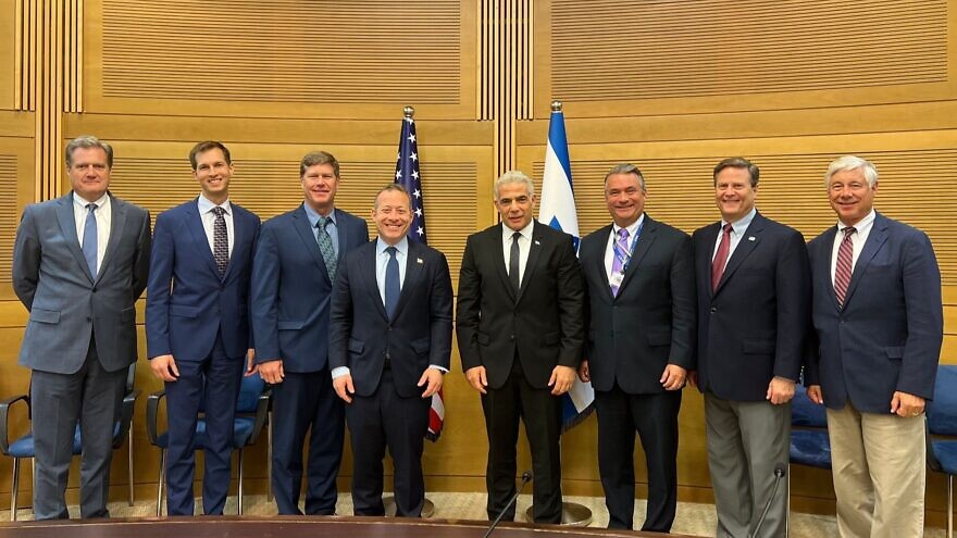 U.S. Congress members visit Israel to discuss regional ties and issues. At center is Yair Lapid, previously Israel's foreign minister and who will serve as caretaker prime minister until new Israeli elections this fall, June 29, 2022. Source: Twitter/Yair Lapid.