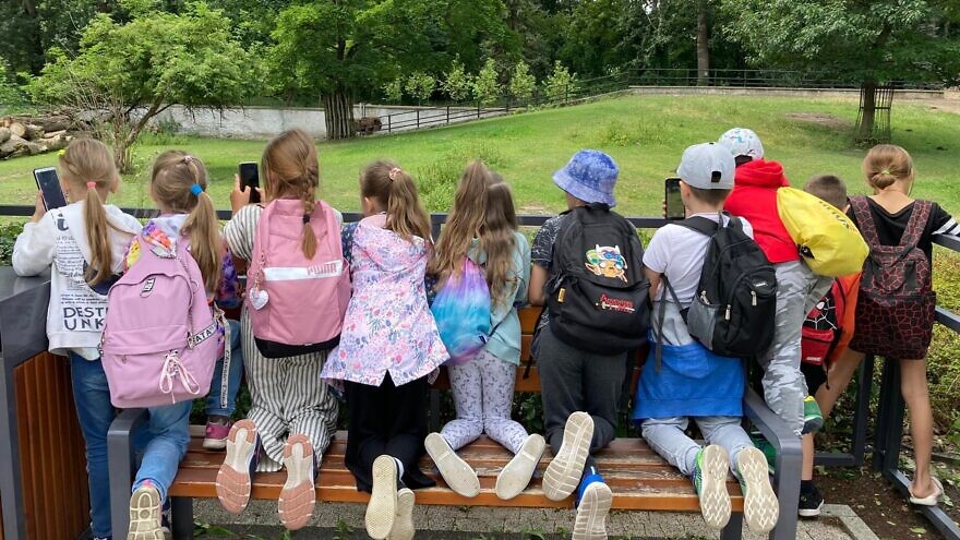 Jewish Ukrainian refugee children at Kef BeKayitz Day Camp in Warsaw enjoy days of respite and enrichment, including a trip to the zoo, July 2022. Credit: Courtesy of Mosaic United.
