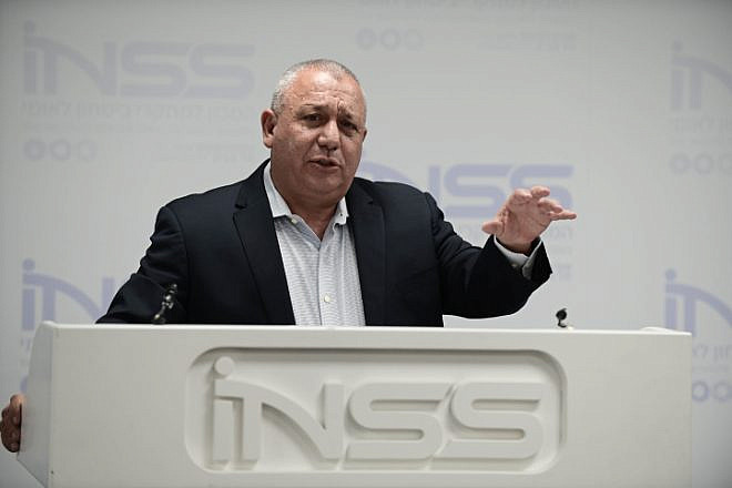 Former IDF Chief of Staff Gadi Eizenkot attends the INSS conference in Tel Aviv on April 12, 2022. Photo by Tomer Neuberg/Flash90.