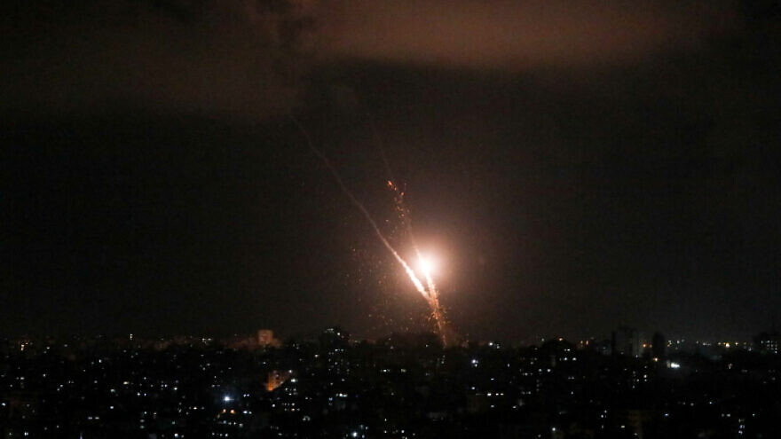 Rockets fired by Islamic Jihad towards Israel from the Gaza Strip, Aug. 5, 2022. Photo by Attia Muhammed/Flash90.