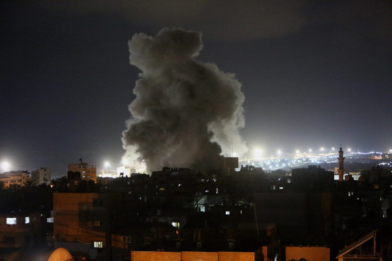 Israeli airstrikes in the Gaza Strip on Aug. 6, 2022. Photo by Abed Rahim Khatib/Flash90.