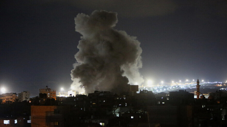 Israeli airstrikes in the Gaza Strip on Aug. 6, 2022. Photo by Abed Rahim Khatib/Flash90.
