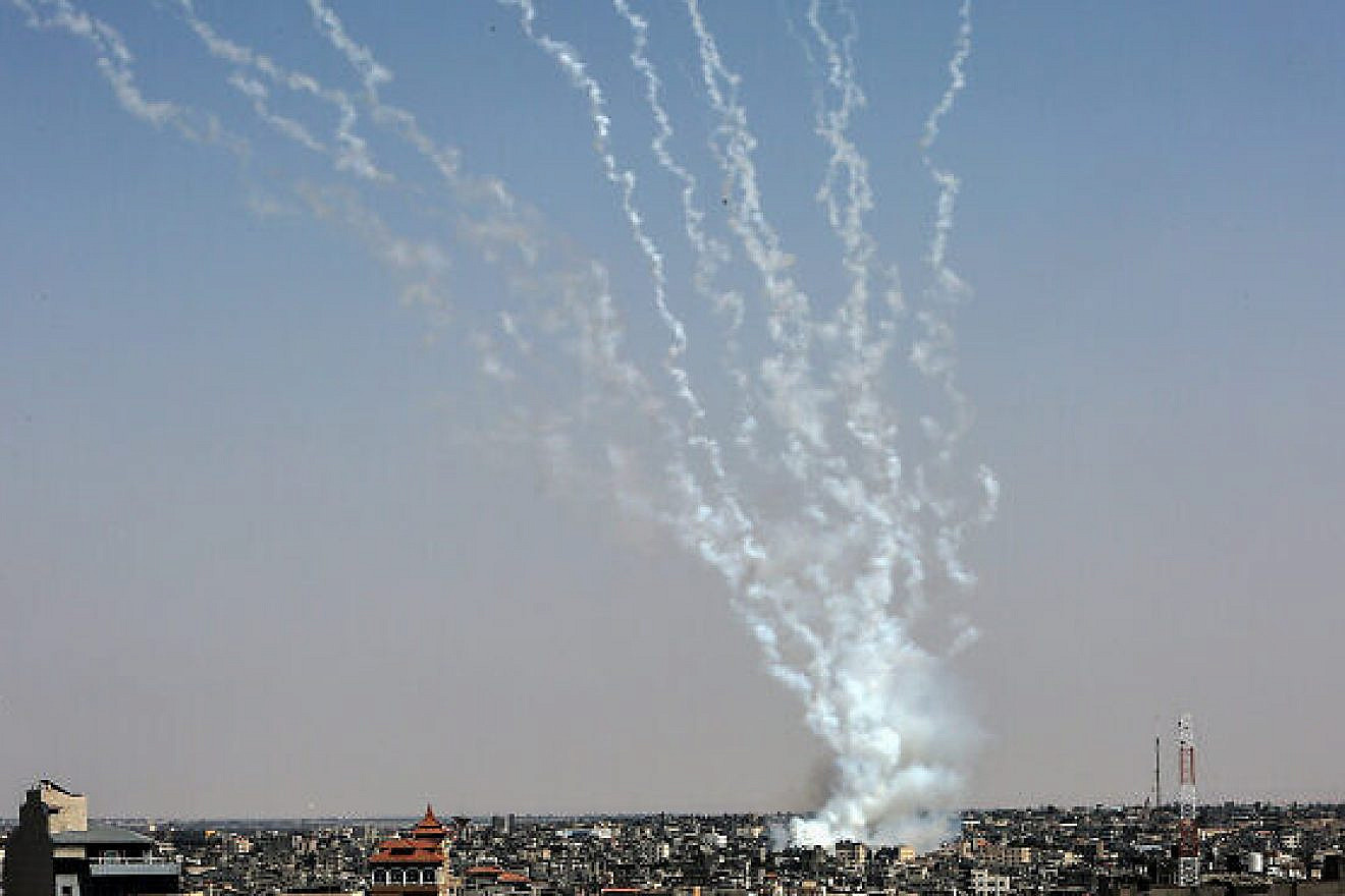 Terrorists fire rockets at Israel from Rafah, in the Gaza Strip, Aug. 7, 2022. Photo by Abed Rahim Khatib/Flash90.