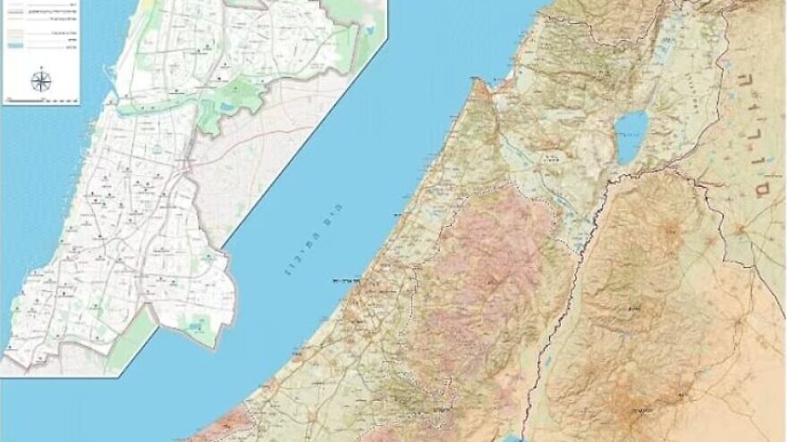 A map of Israel marking out the so-called Green Line, produced for Tel Aviv classrooms. Credit: Tel Aviv Municipality.