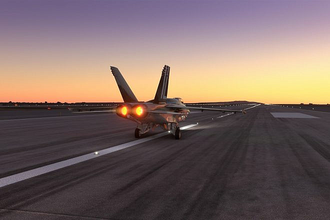 F-18 “Top Gun: Maverick” fighter aircraft prepare to take off over the California sunset, June 2,, 2022, San Diego. Credit: Miguel Lagoa/Shutterstock.
