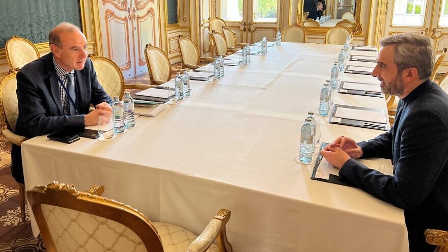 E.U. chief negotiator Enrique Mora meets Iran's chief negotiator Ali Bagheri Kani for nuclear talks in Vienna, Aug. 4, 2022. Credit: Twitter
