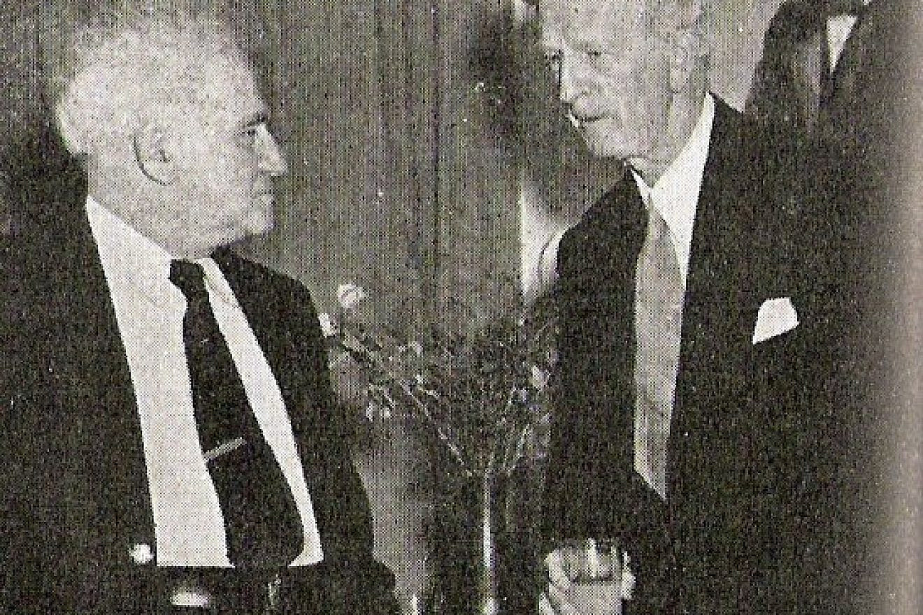 U.S. Ambassador James G. McDonald meeting with Prime Minister David Ben-Gurion of Israel.