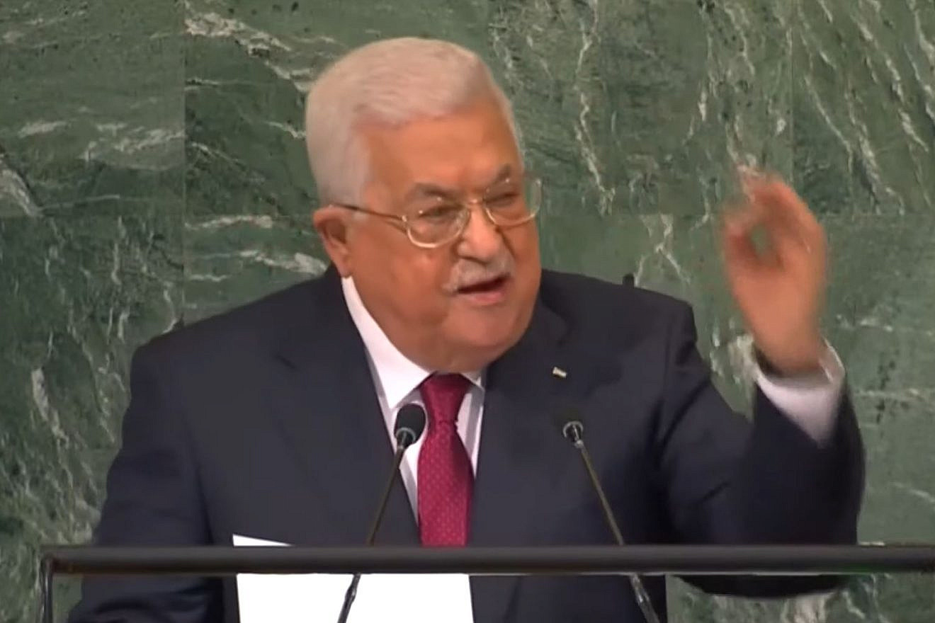 Palestinian Authority President Mahmoud Abbas addresses the U.N. General Assembly in New York, Sept. 23, 2022. Source: YouTube.