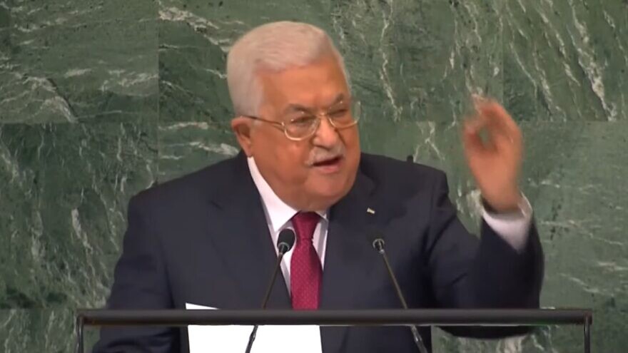Palestinian Authority President Mahmoud Abbas speaking at the 77th UN General Assembly, Sept. 23, 2022. Credit: YouTube.
