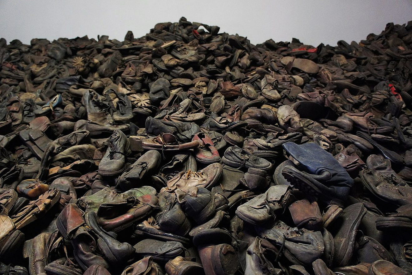 A pile of shoes worn by Jews murdered at Auschwitz. Photo: Bibi595