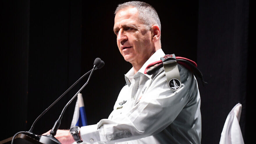IDF Chief of Staff Aviv Kochavi speaks at a conference of the Union of Local Authorities ahead of the opening of the school year in Ganei Tikva on Aug. 18, 2022. Photo by Avshalom Sassoni/Flash90.