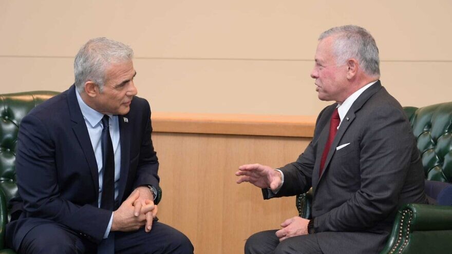 Israeli Prime Minister Yair Lapid meets with Jordanian King Abdullah II on Sept. 20 on the sidelines of the U.N. General Assembly. Credit: Avi Ohayon (GPO).