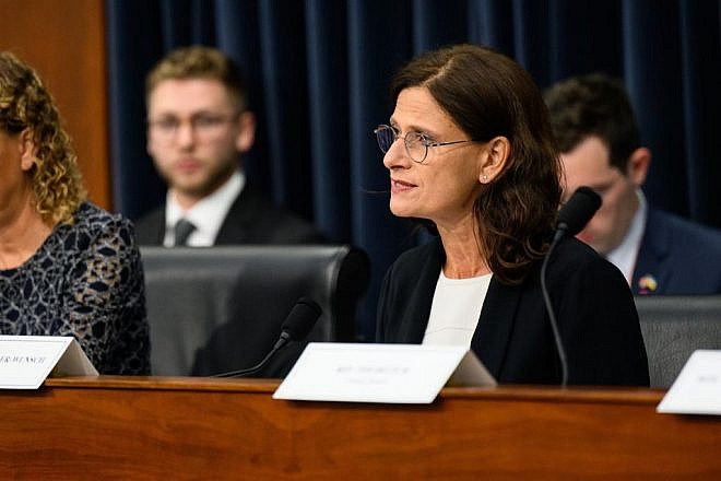 Former Israeli MK Michal Cotler-Wunsh testifies at a hearing held by the U.S. Congress’ Interparliamentary Task Force to Combat Online Antisemitism on Sept. 16, 2022. Photo: courtesy