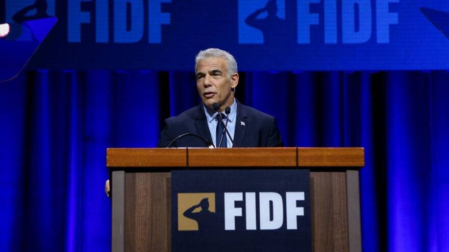 Israeli Prime Minister Yair Lapid addresses the FIDF National New York Gala on Sept. 20, 2022. Photo Credit: Michel Priest, Courtesy of FIDF.