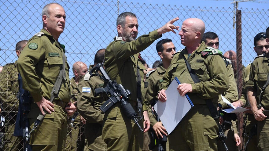 IDF Chief of General Staff Lt. Gen. Aviv Kochavi (center) visits the site where Maj. Bar Falah was killed in a firefight with Palestinian terrorists earlier that morning, on Sept. 14, 2022. Credit: IDF.