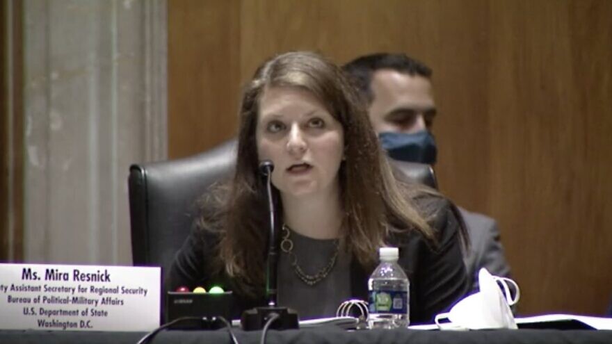U.S. Deputy Assistant Secretary of State Mira Resnick addresses the Senate Foreign Relations Committee, August 10, 2021. Source: Twitter.