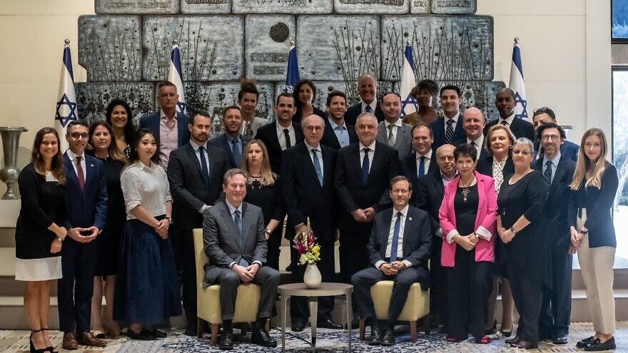 Israeli President Isaac Herzog meets with the Combat Antisemitism Movement’s Advisory Board in Jerusalem, Israel, October 24, 2022. Credit: Tal Bar Or.