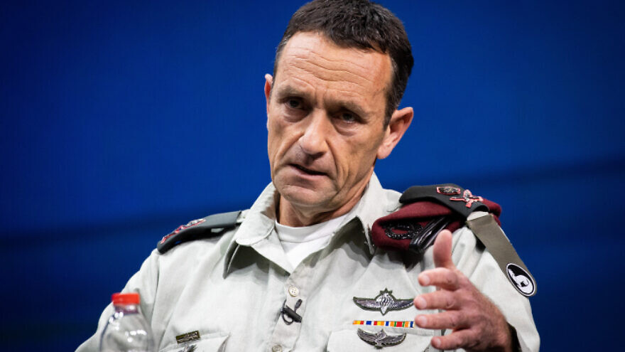 IDF Maj. Gen. Herzi Halevi, Commanding Officer of the IDF Southern Command speaks during the conference of the Israeli Television News Company in Jerusalem on March 7, 2021. Photo by Yonatan Sindel/Flash90.