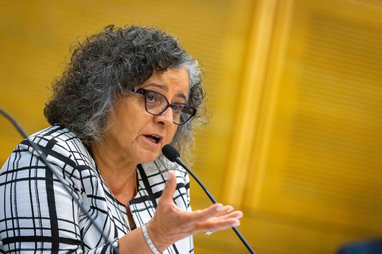 Israeli Arab parliamentarian Aida Touma-Suleiman attends a “55 years of occupation” conference at the Knesset in Jerusalem on June 8, 2022. Credit: Olivier Fitoussi/Flash90.