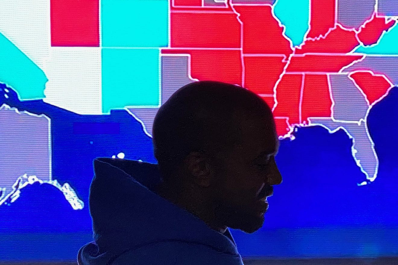 Ye, formerly Kanye West, with the electoral map of the United States in the background. Source: Twitter.