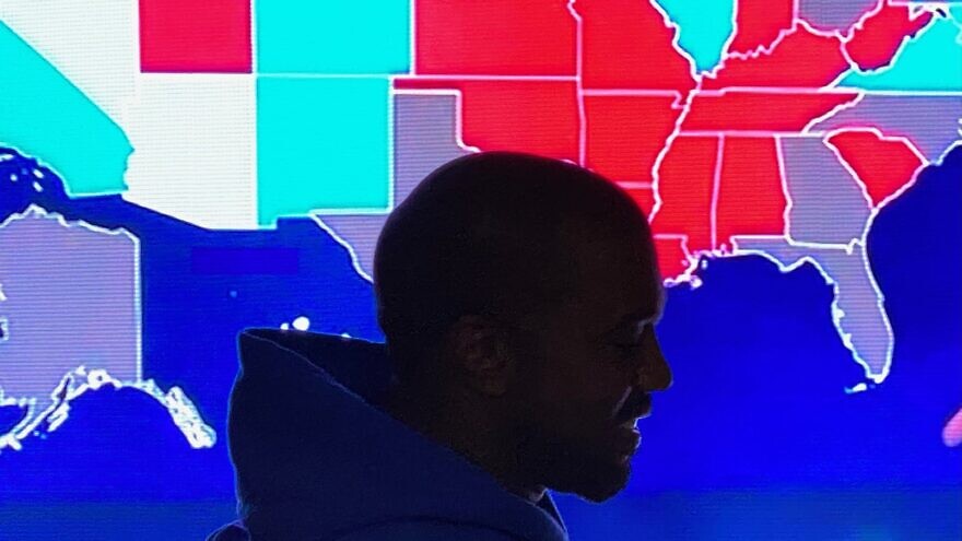 Ye, formerly Kanye West, with the electoral map of the United States in the background. Source: Twitter.