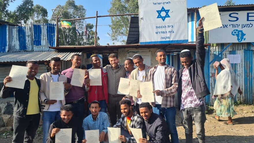 Graduates of the first-ever initiative to train local shochtim, or ritual slaugtherers, to produce kosher meat for the Jewish community in Ethiopia. Credit: Ohr Torah Stone.