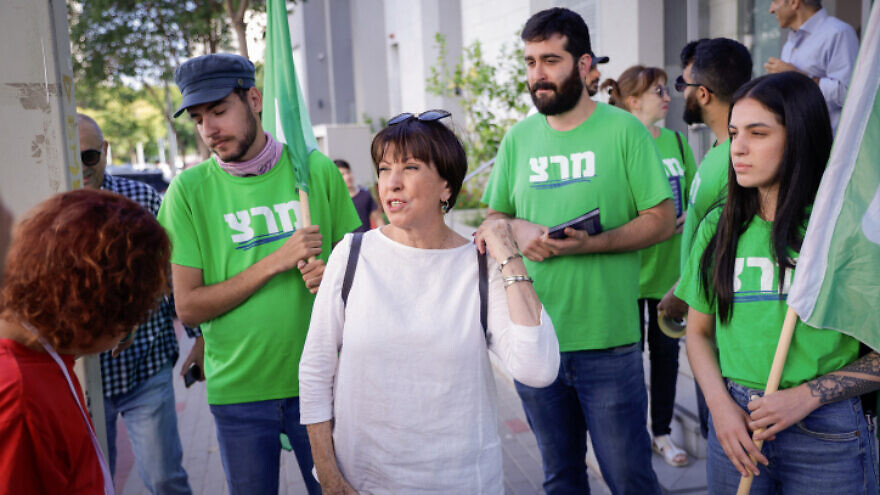 Meretz Party chairwoman Zehava Gal-On casts her vote at a polling station in Bnei Brak, during the Knesset elections, on November 1, 2022. Photo by Roy Alima/Flash90.